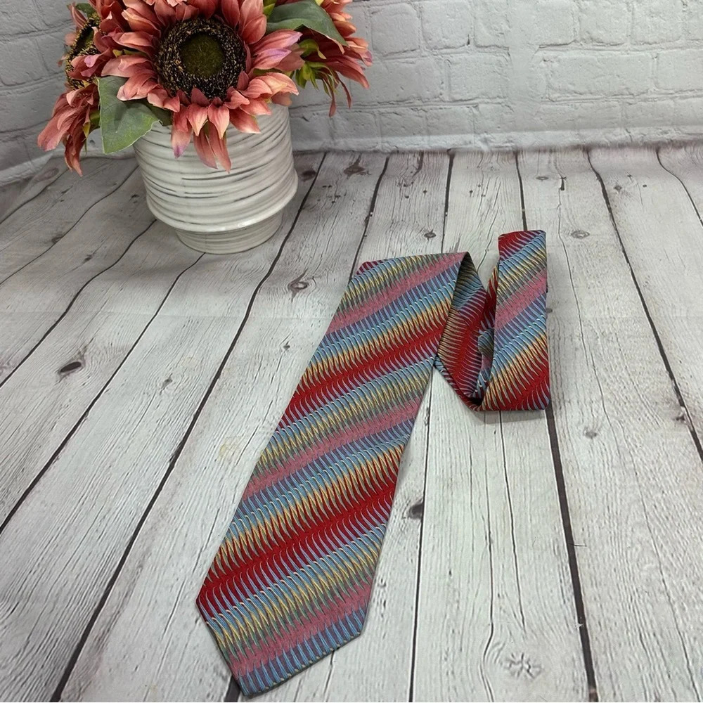 DDF daniel de fasson handmade silk tie colorful abstract diagonal